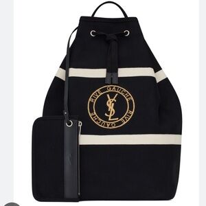 Brand New Yves Saint Laurent Rive Gauche Navy and White Travel Sling Bag
